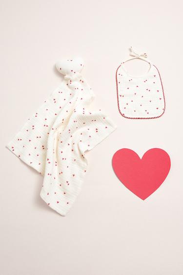 TEXTURED BIB WITH HEARTS - Ecru by Zara - Image 0