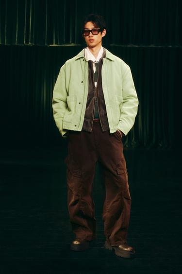 릴렉스 핏 워싱 재킷 - Zara 라이트 그린