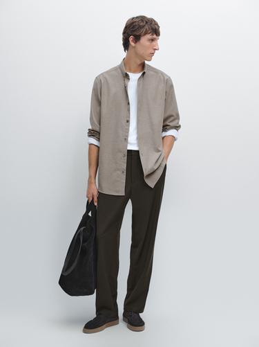 Zara Soft regular fit melange shirt - Mink
