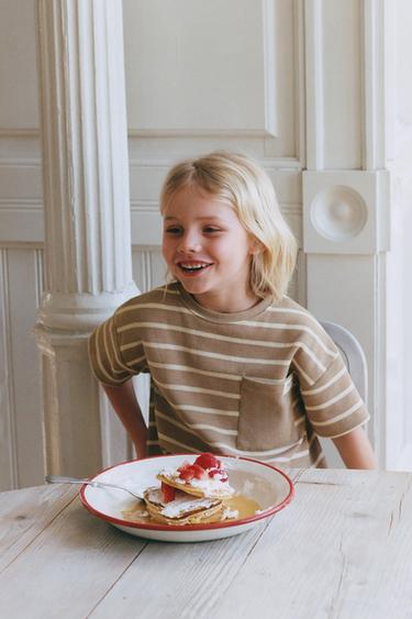 Zaras 6–14 ÅR VÅFFLAT PYJAMAS MED RÄNDER - Brun