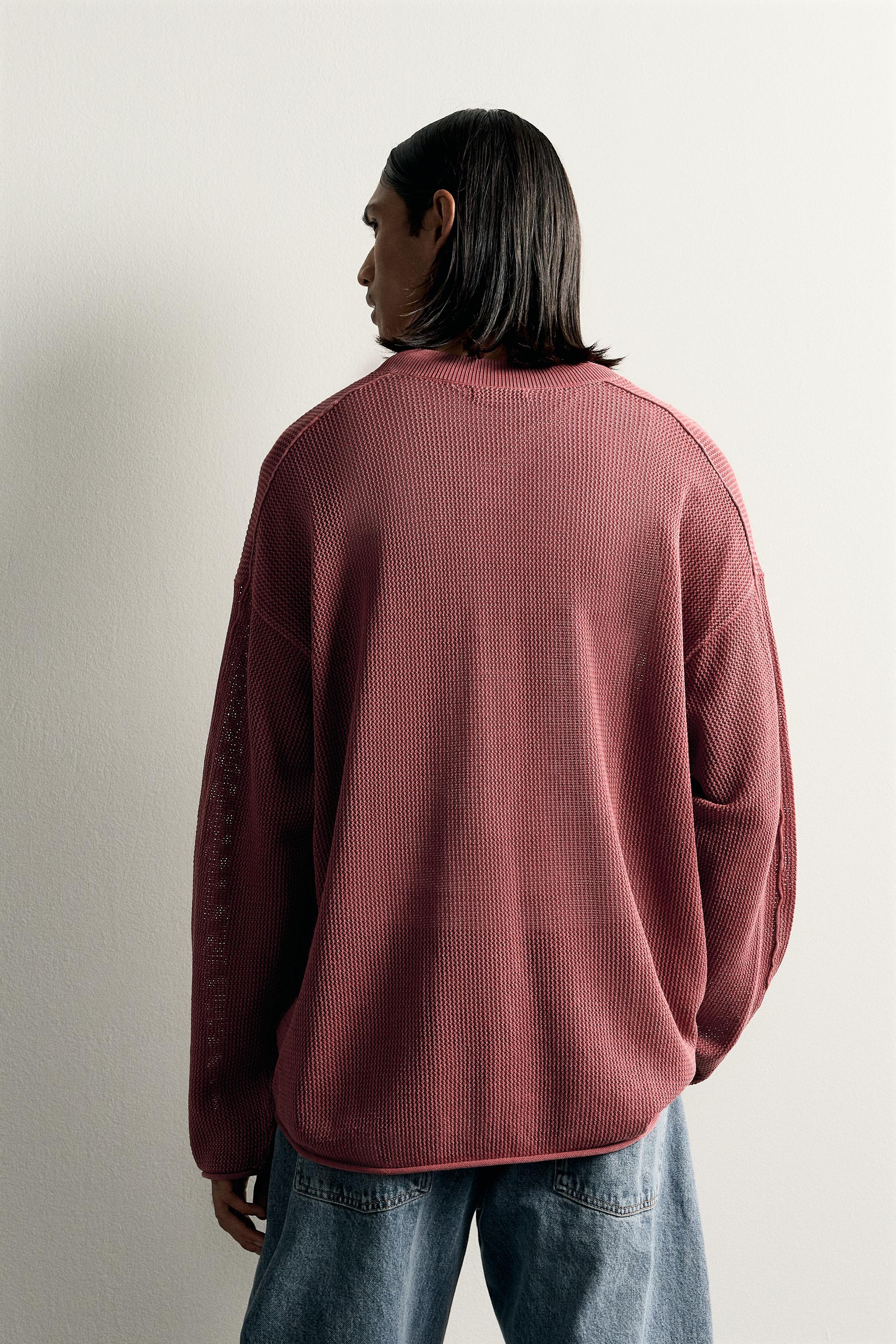 WASHED JACQUARD OPEN-KNIT JUMPER