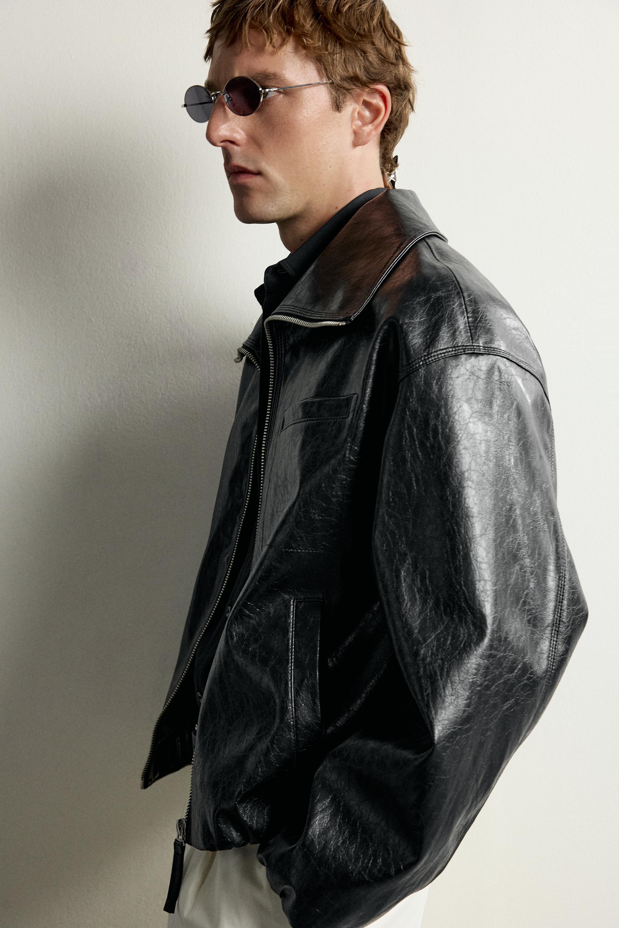 BLOUSON CROPPED FIT MATIÈRE SYNTHÉTIQUE