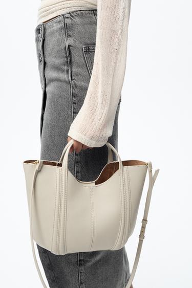 MINI CITY BAG WITH TOPSTITCHING - Ecru by Zara