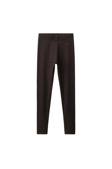 RIBBED LEGGINGS WITH LABEL - Brown by Zara