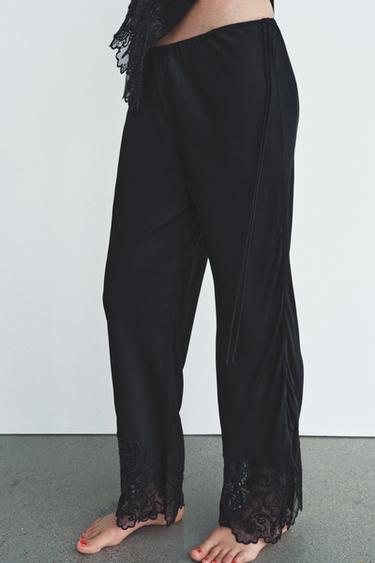 PANTALON EN VISCOSE 100% BRODÉ - Noir de Zara - Image 2