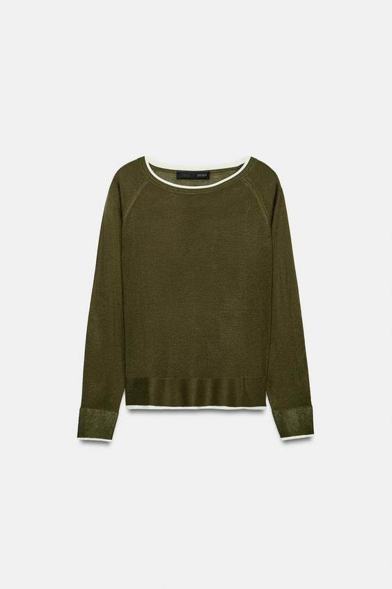 DOUBLE-EFFECT KNIT JUMPER - Oil by Zara - Image 0