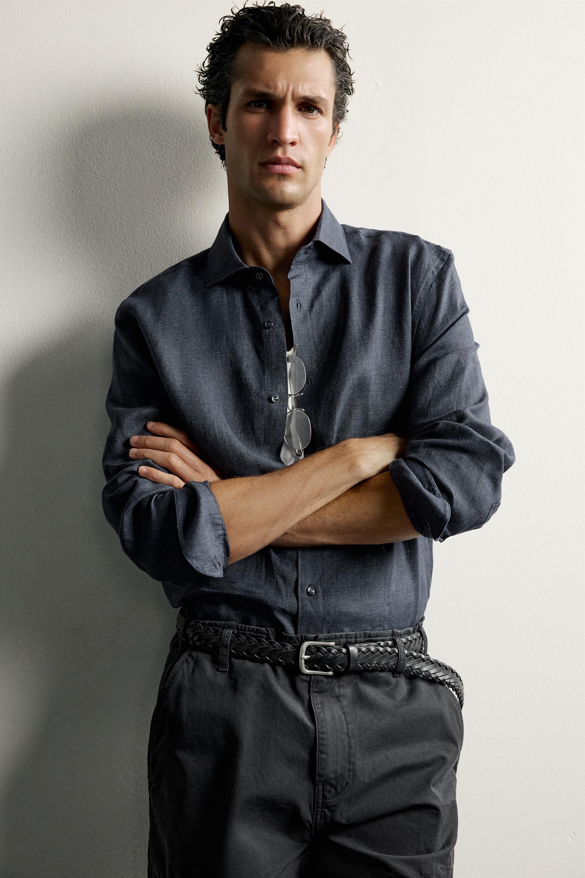 Zara %100 KETEN REGULAR FIT GÖMLEK görsel 7