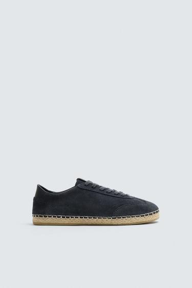 LEATHER AND JUTE SHOE - Blue by Zara
