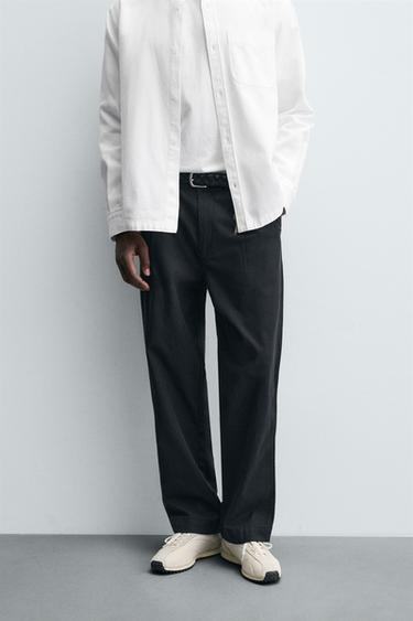 PANTALON PLIS COUPE DÉCONTRACTÉE - Bleu marine de Zara - Image 1