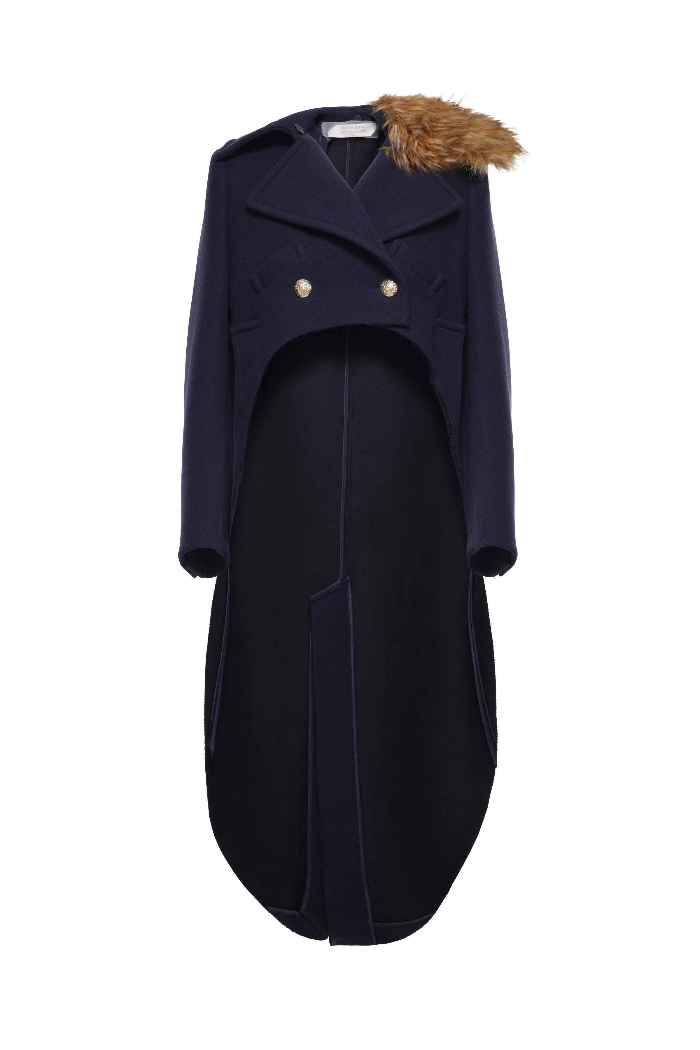 LIMITED EDITION アシンメトリーウールコート - ブルー | ZARA Japan