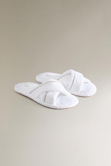 CHAUSSONS DE BAIN CROISÉS TISSU ÉPONGE - Blanc de Zara - Image 2