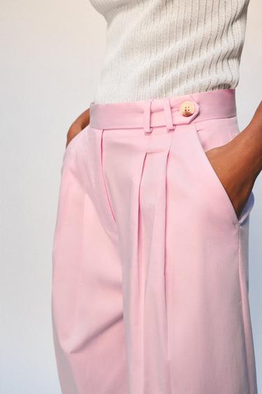 PANTALON LARGE À PINCES - Rose de Zara - Image 3