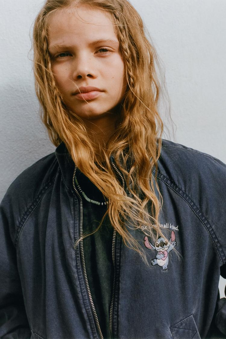 WORN EFFECT STITCH & ANGEL © DISNEY BOMBER JACKET
