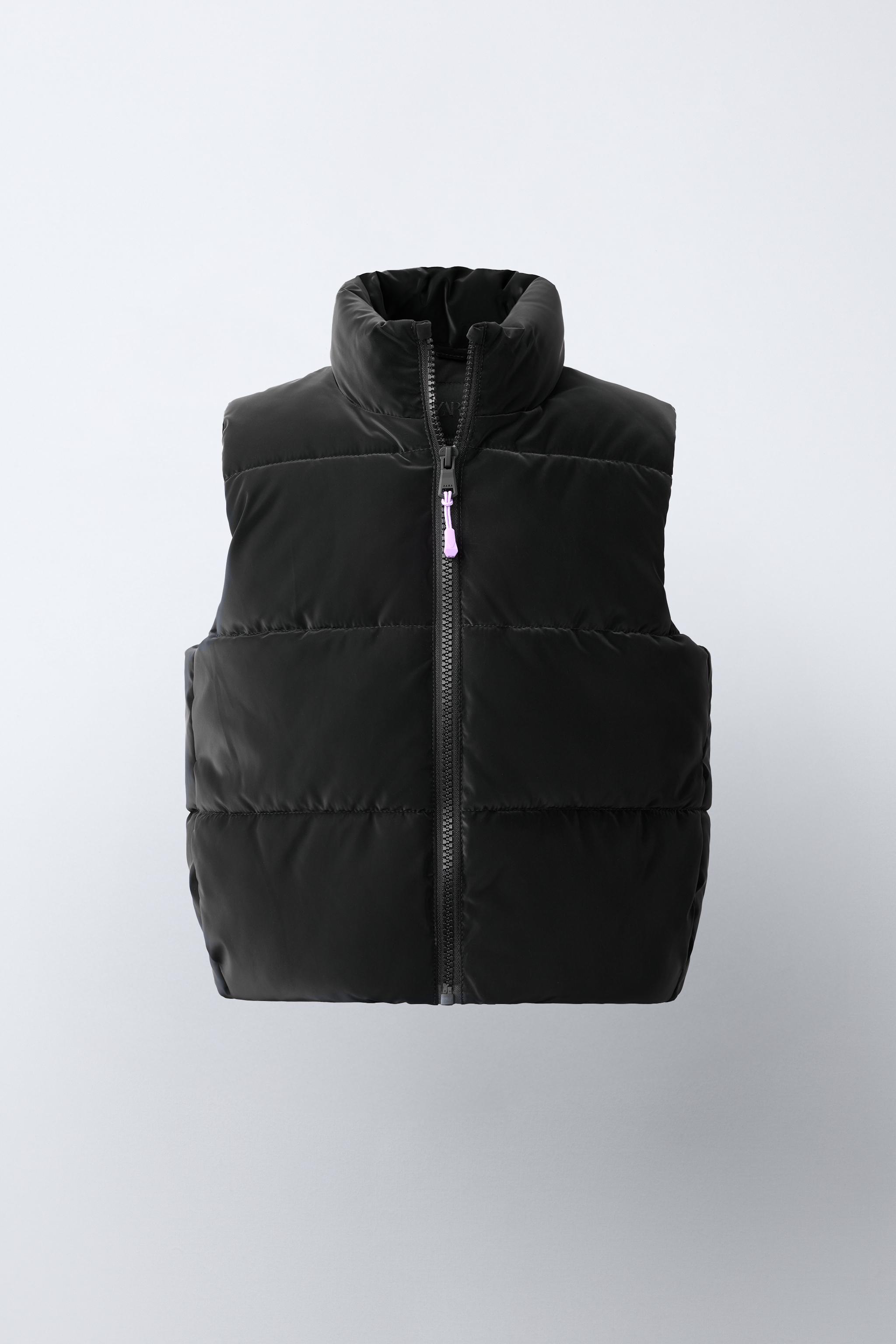 RUBBERISED PUFFER GILET — Black
