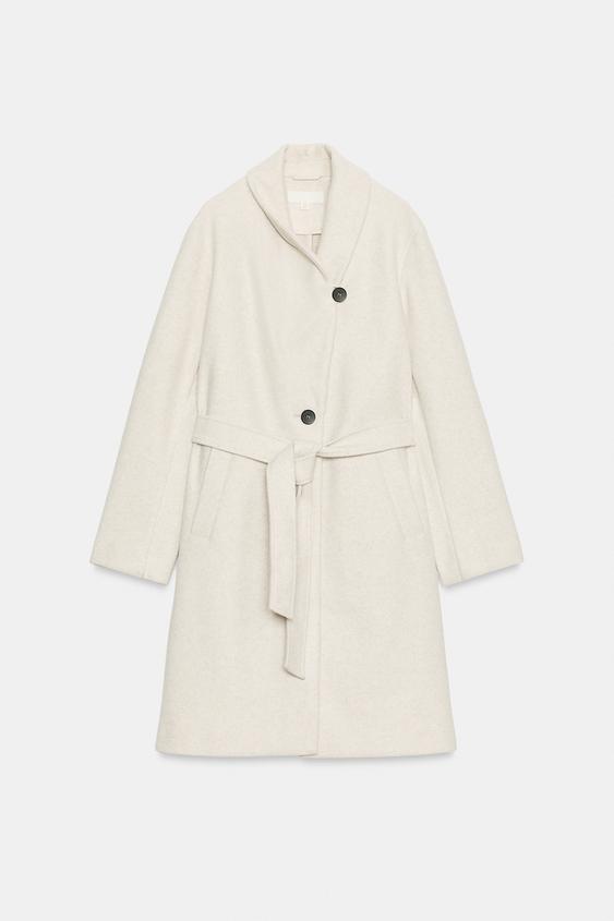 SOFT BELTED COAT - Ecru by Zara - Image 9