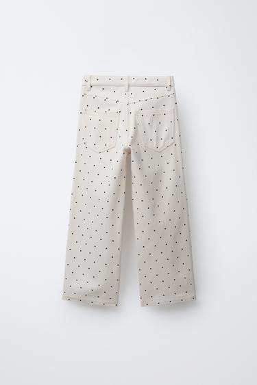 WIDE-LEG JEANS WITH POLKA DOTS - Sand / Black by Zara - Image 1