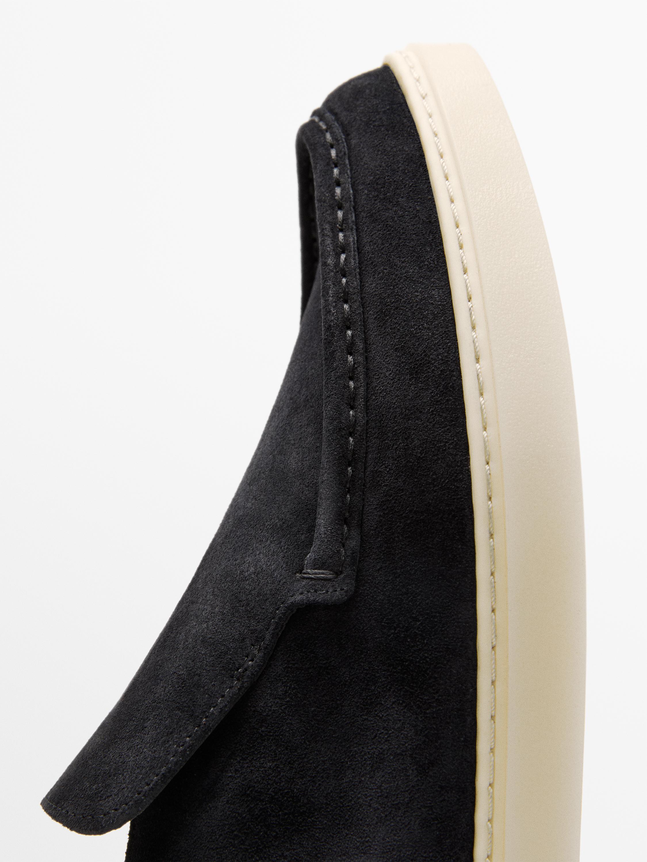 Mocassin bottine en croûte de cuir