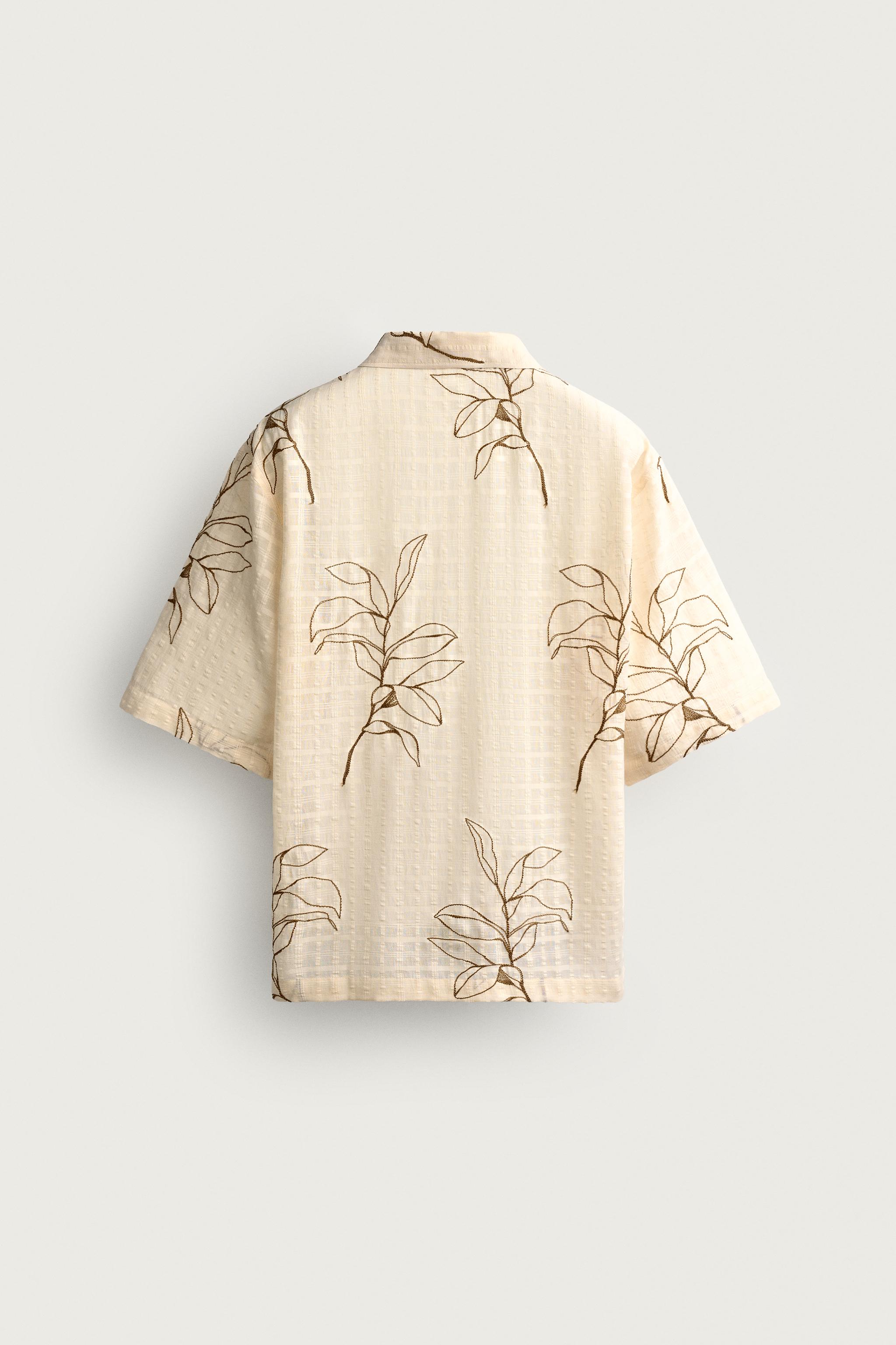 CHEMISE JACQUARD BRODERIE FEUILLES