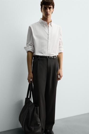 REGULAR FIT TEXTURED SHIRT - White by Zara - Image 4