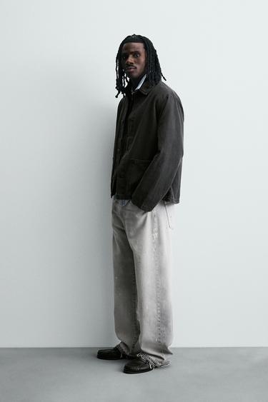 WASHED COTTON/LINEN OVERSHIRT - Black by Zara - Image 3