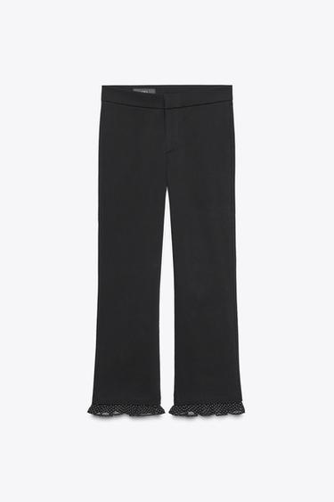 Zara RUFFLED MINI FLARE PANTS - Black - Image 0