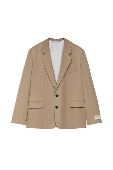 Zara CONTRAST RELAXED FIT SUIT BLAZER - Khaki