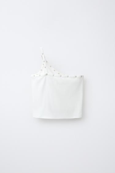 REGULAR ASYMMETRIC BUCKLE TOP - White by Zara - Image 1