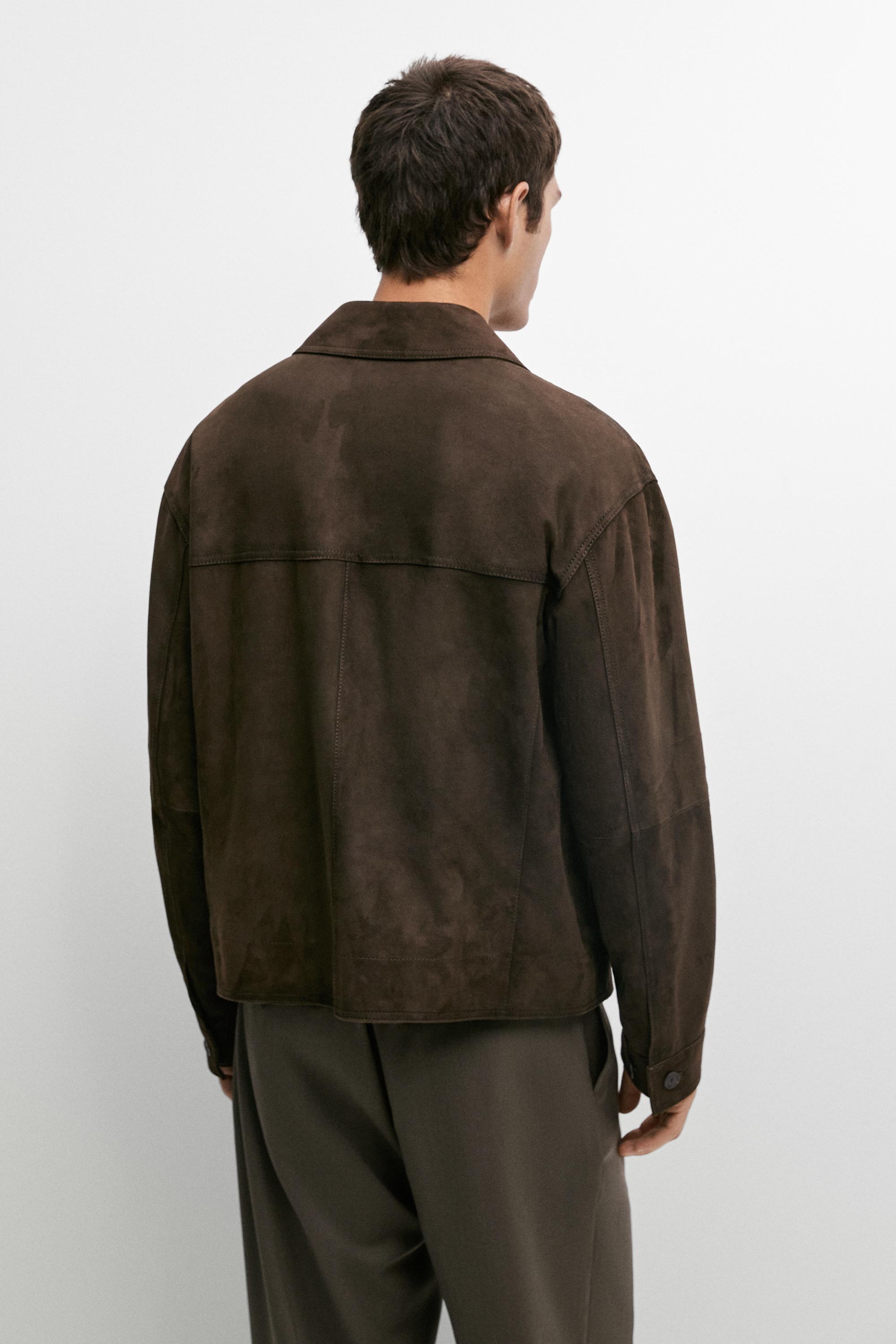 Veste en cuir effet daim relaxed fit