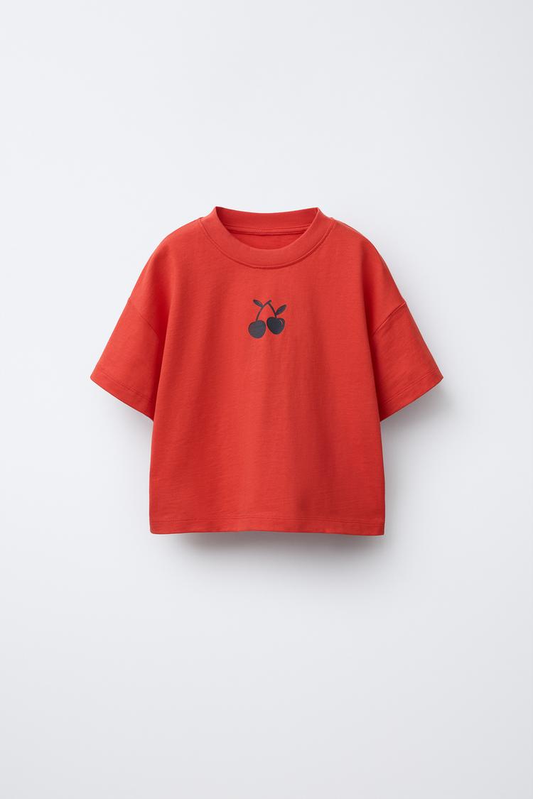 RED SHORT-SLEEVED T-SHIRT WITH AN ILLUSTRATION IN COTTON, BABY RED SHORT-SLEEVED T-SHIRT WITH AN ILLUSTRATION IN COTTON, BABY