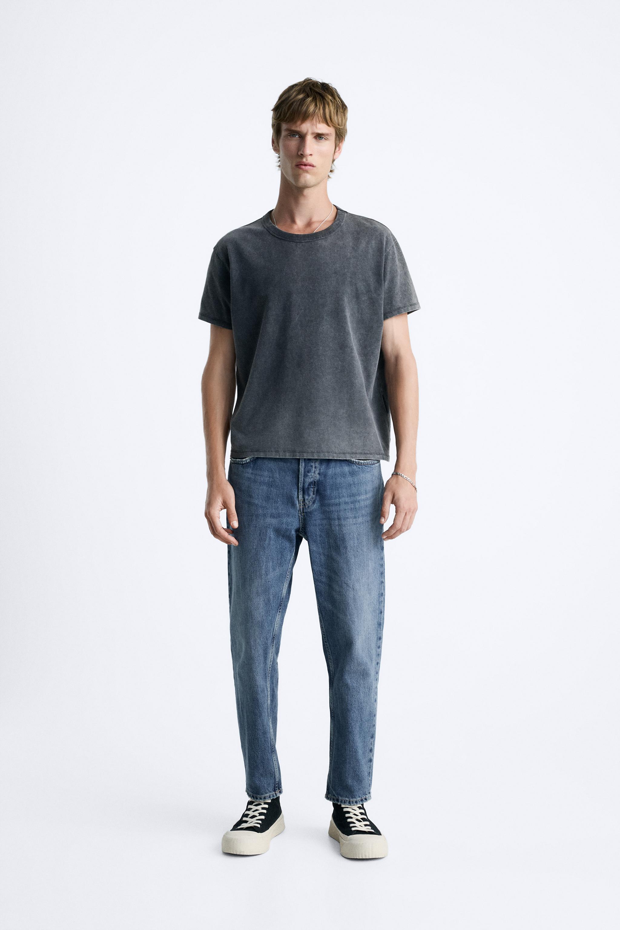 CROPPED SLIM FIT JEANS Blue ZARA United States