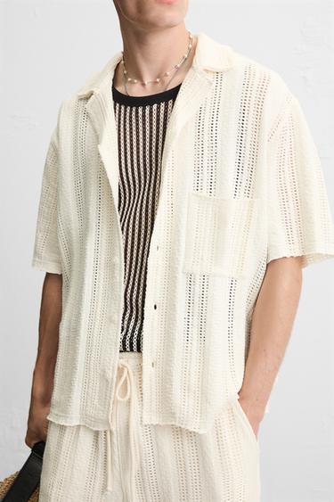 CHEMISE STRUCTURE OUVERTE - Écru de Zara - Image 5
