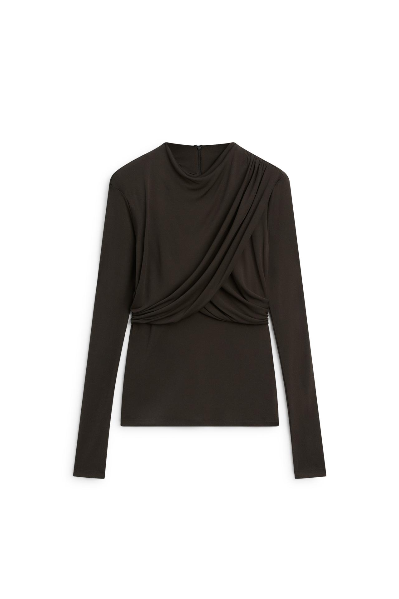 Draped long sleeve top - LIMITED EDITION — Dark brown