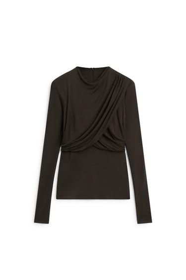 Draped long sleeve top - LIMITED EDITION — Dark brown 2