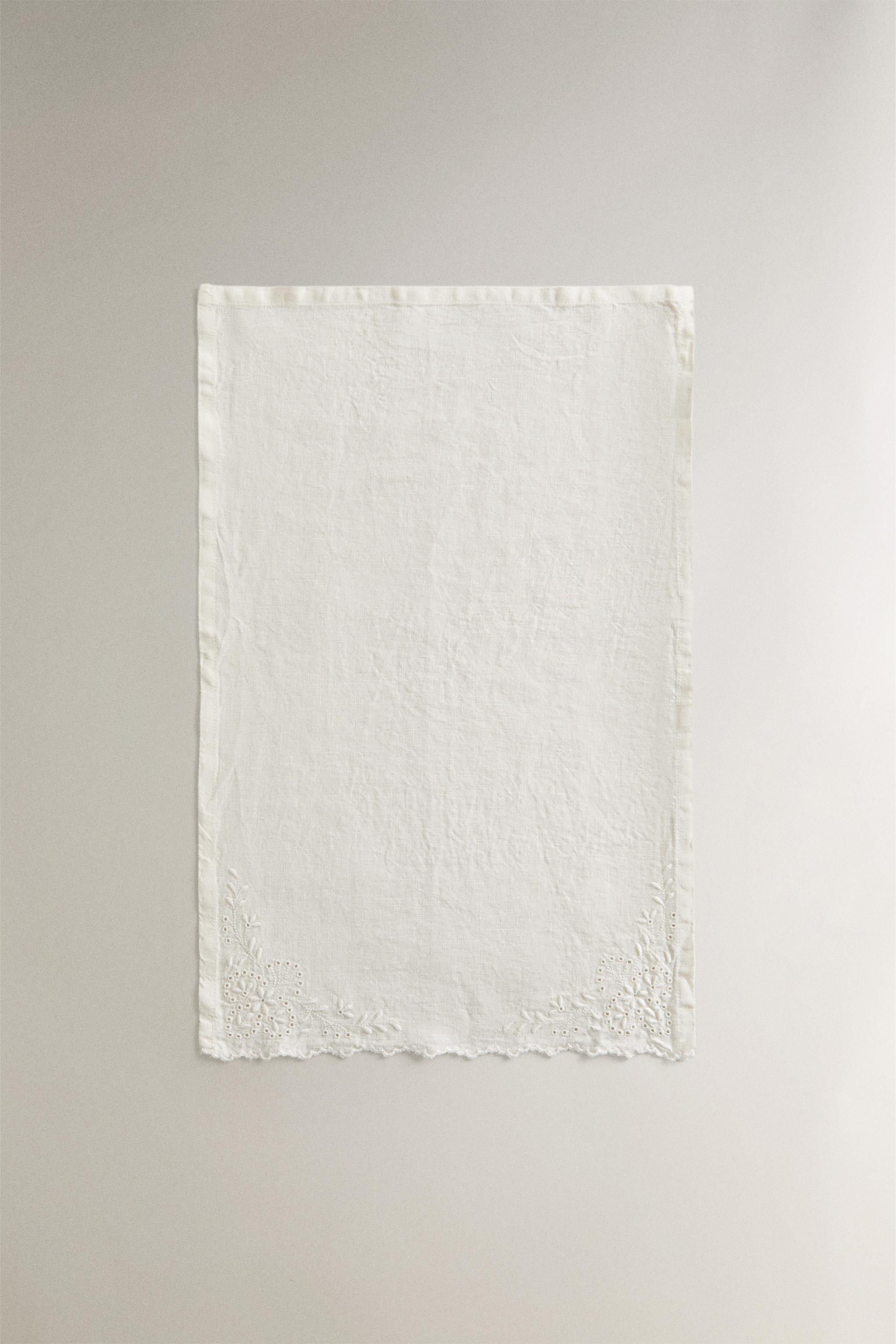Runner Da Tavola SARO LIFESTYLE Linette Con Orlo A Giorno, 33x137 Cm, Bianco Sporco