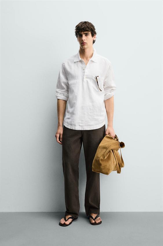 LINEN COTTON BLEND POLO SHIRT