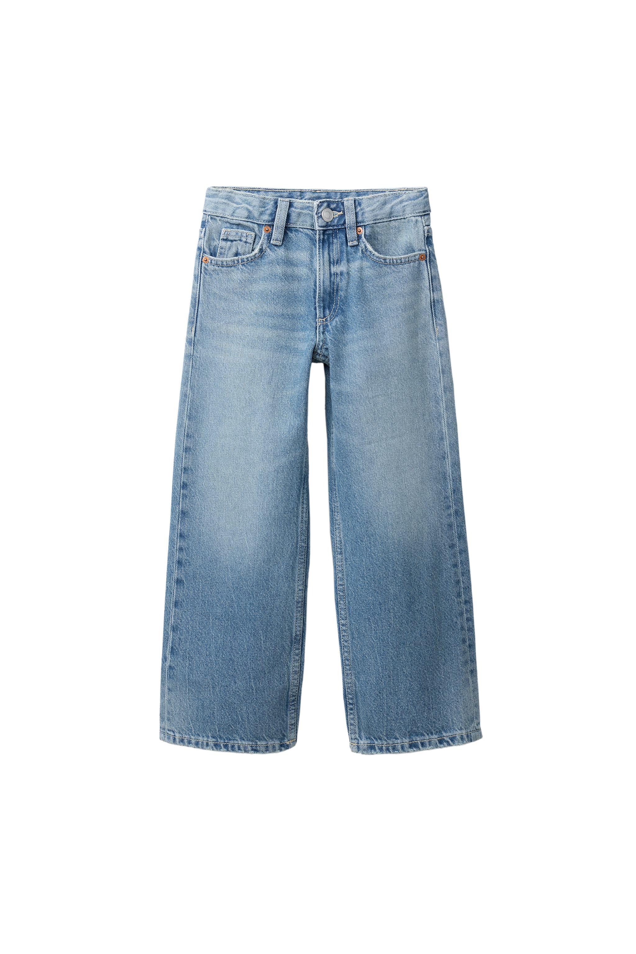 WASHED EFFECT WIDE LEG JEANS — Blue (alternate view)