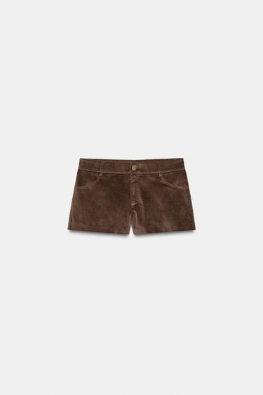 SHORTS MINI EFECTO ANTE - Marrón de Zara