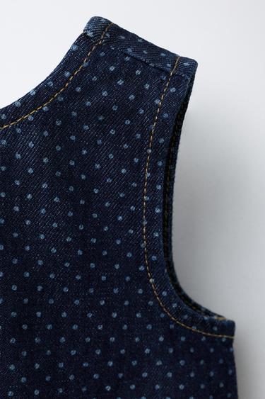 Zara POLKA DOT PRINT TOP - Blue