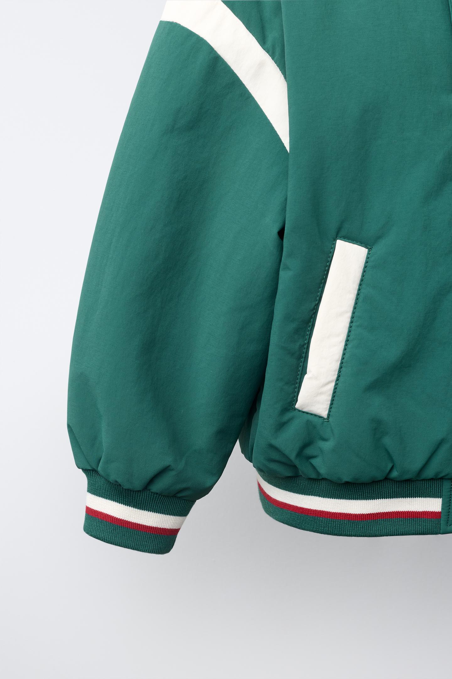Куртка Zara Printed Bomber, цвет: Зелёный / Синий — фото 7