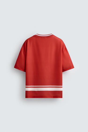 T-SHIRT IMPRIMÉS FOOT RÉTRO - Rouge de Zara - Image 8