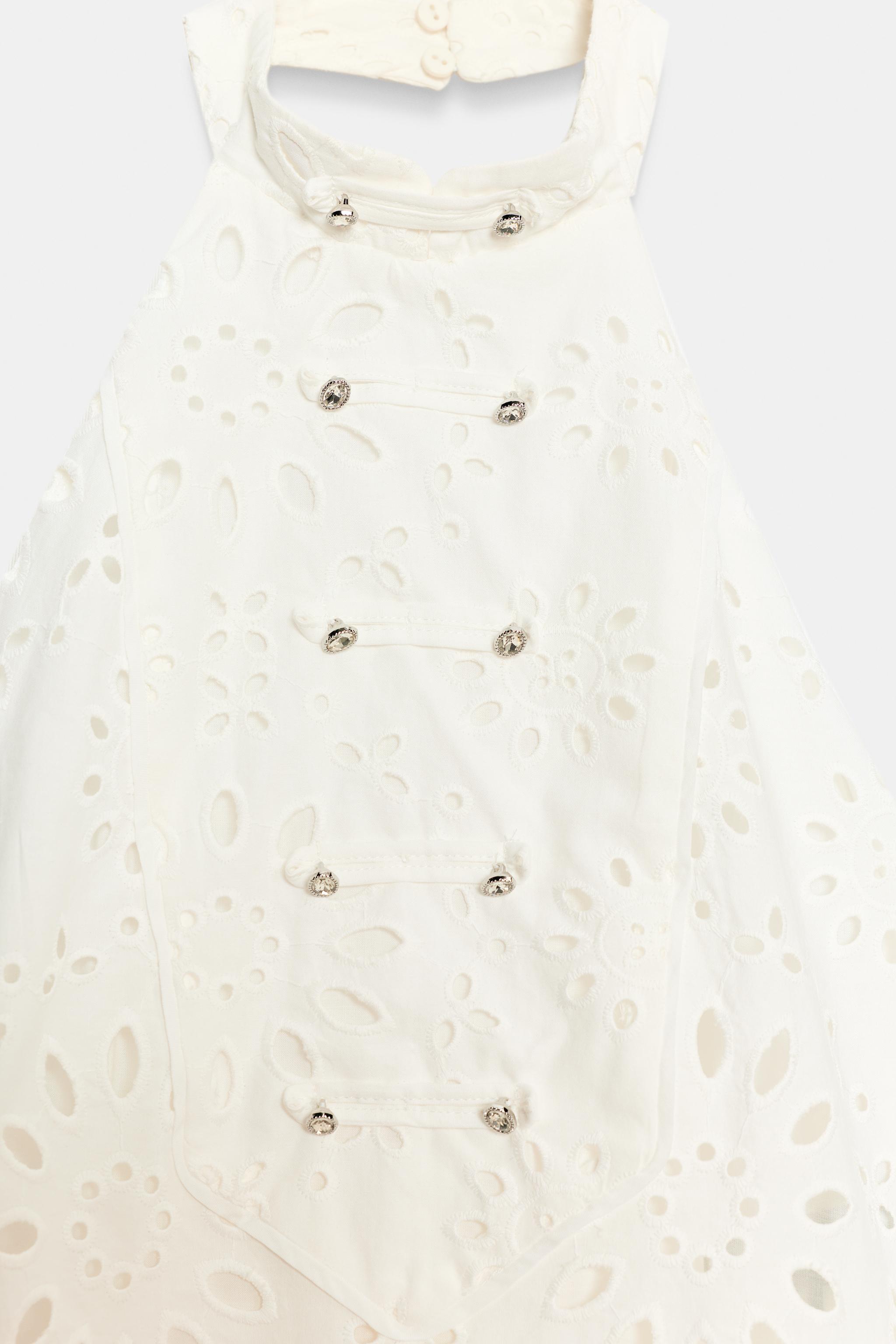 Женские платья Zara COMBINED OPENWORK EMBROIDERED DRESS — фото 11