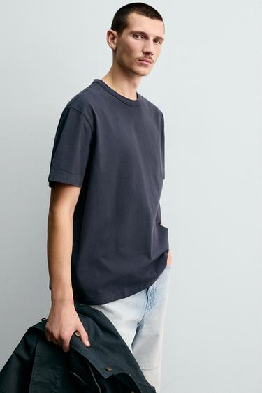 T-SHIRT COUPE DÉCONTRACTÉE RIB - Bleu marine foncé de Zara - Image 5