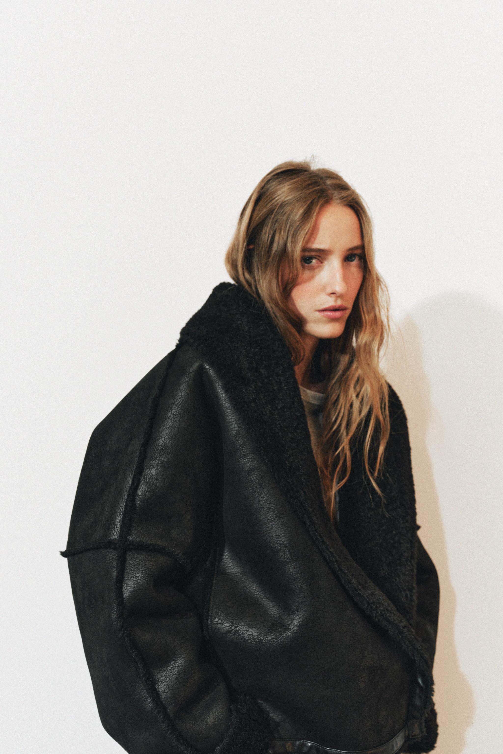 ZW COLLECTION フェイクファージャケット - ブラック | ZARA Japan / 日本