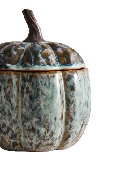 STONEWARE PUMPKIN JAR - Blue / Grey by Zara