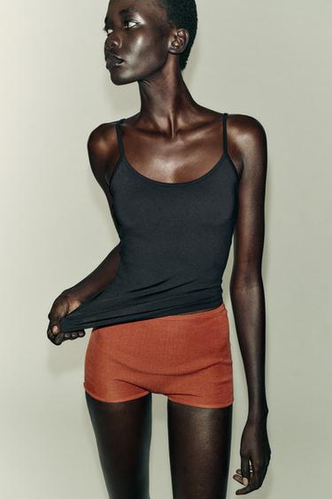 POLYAMIDE TOP WITH THIN STRAPS - Black by Zara