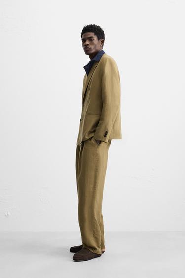 PANTALON DE COSTUME LYOCELL - LIN - Vert olive de Zara - Image 3
