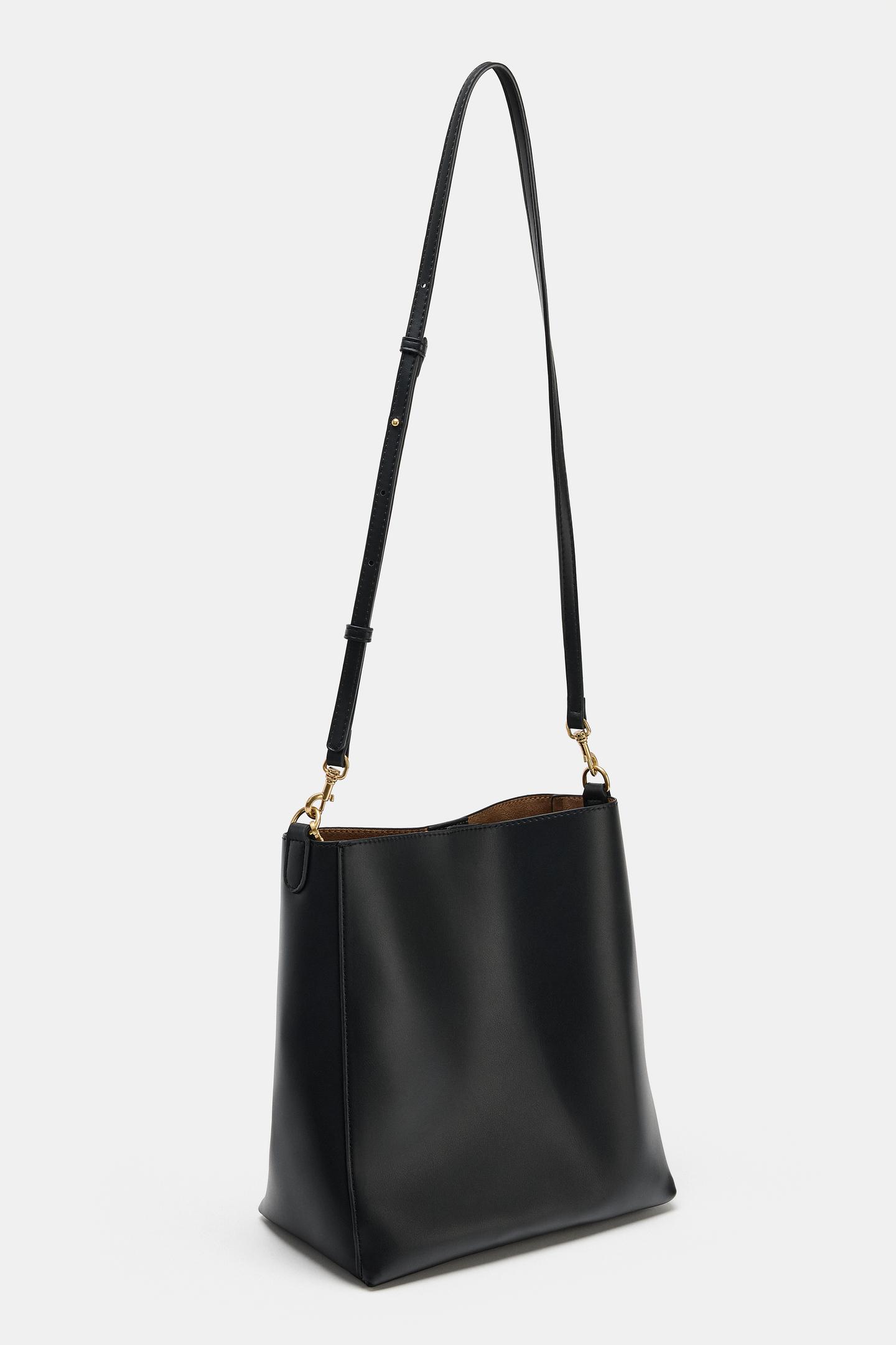 Женская сумка Zara Bucket Bag with Handle Detail, цвет: Чёрный — фото 3