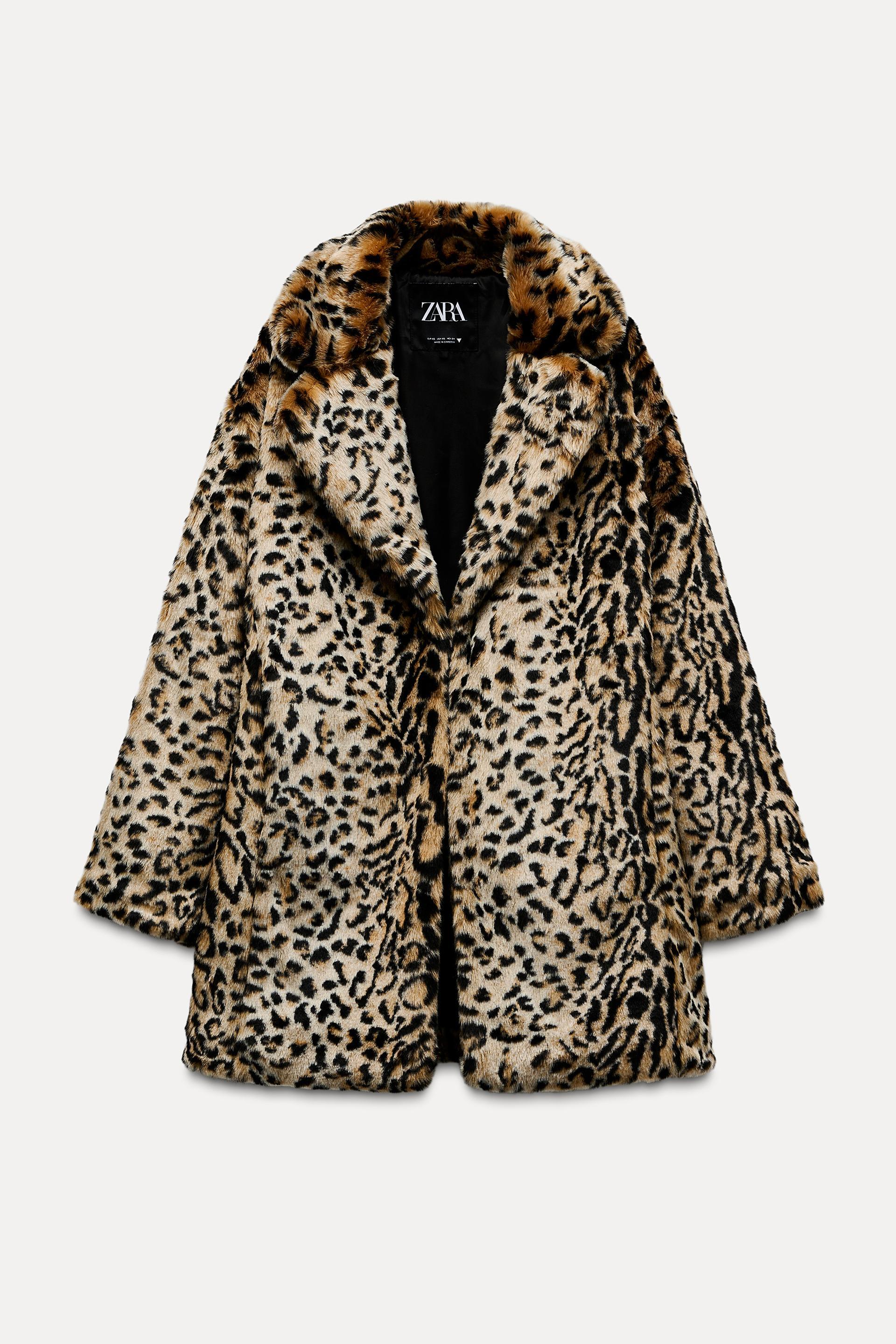 Zara animal print faux fur coat shops