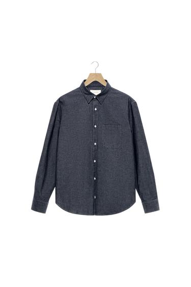 Zara RELAXED FIT DENIM SHIRT - Blue