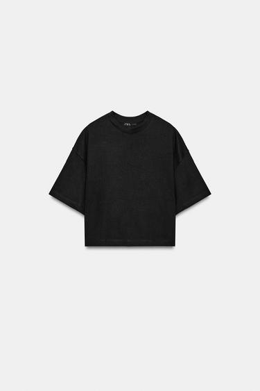 Zara SHORT SLEEVE T-SHIRT - Black